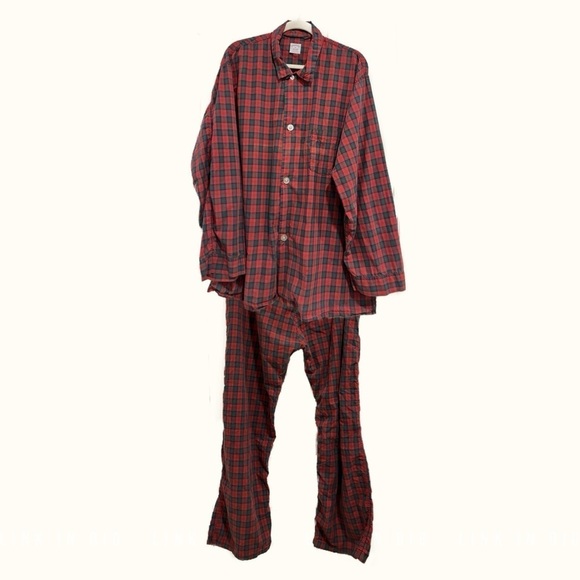 Vintage Brooks Brothers Red and Green Plaid Men's Pajamas in Size XL - Picture 1 of 11